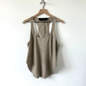 Veda Suede Leather Tank Scoop Neck Racer Back Size M
